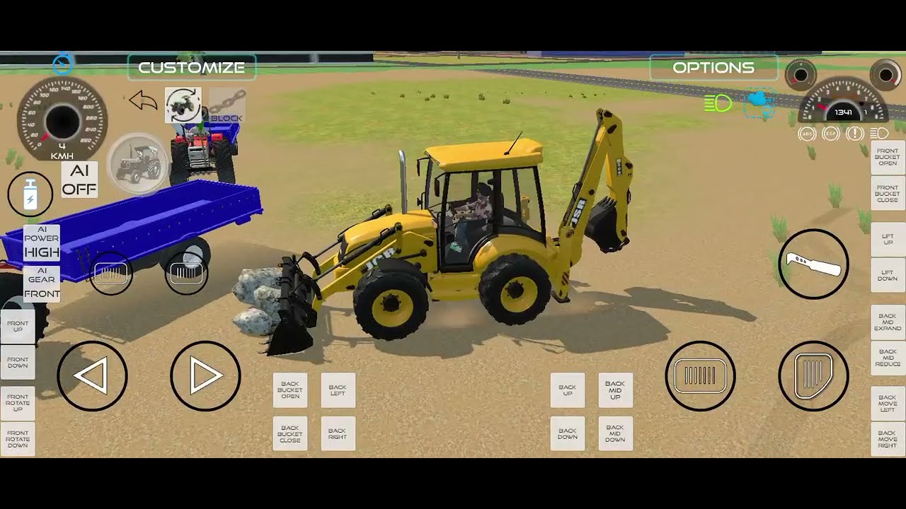JCB or 3 tractor 🚧 JCB se tractor me pathar bhare Gaye 🎮😱