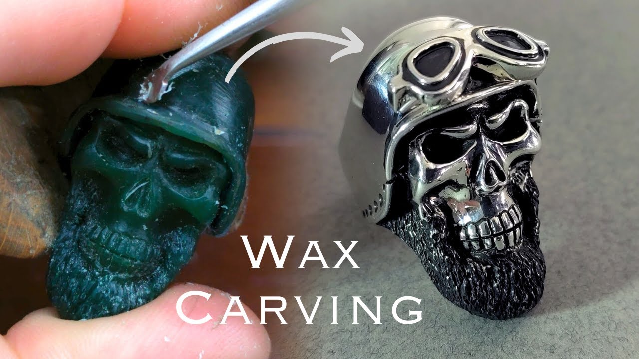Making a Men's Silver Skull Ring: Wax Carving and Casting Process