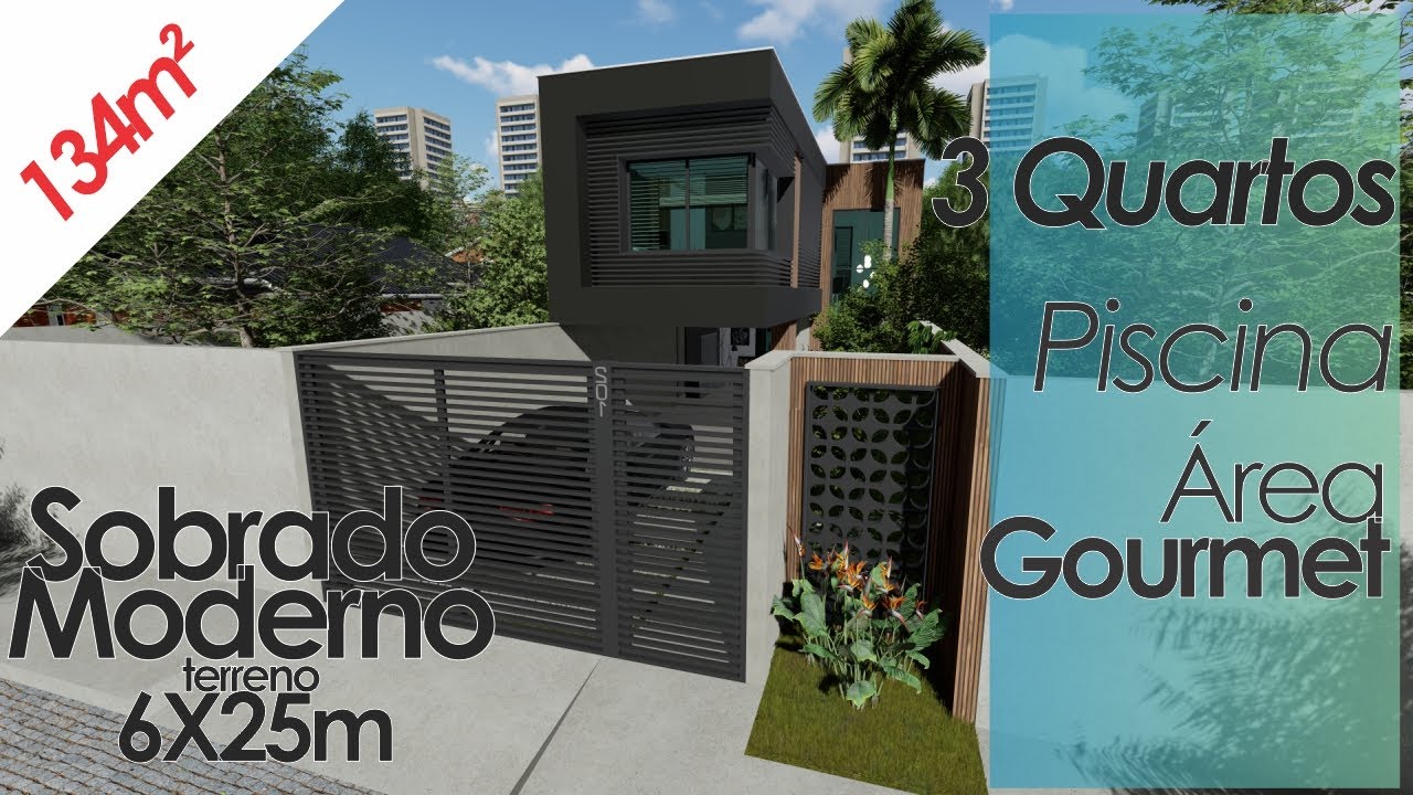 CASA PEQUENA | SOBRADO PEQUENO E MODERNO COM 134M² | LOTE 6 X 25M | 3 DORMITÓRIOS