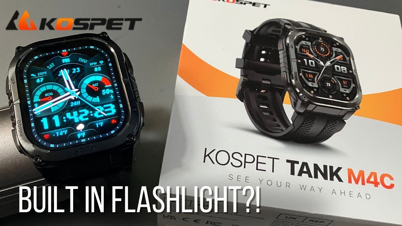 KOSPET Tank M4C | Rugged Smartwatch Has a BUILT IN Flashlight?!