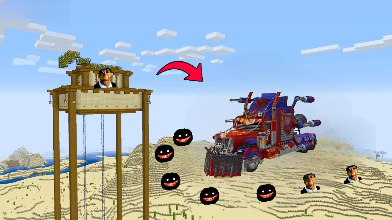 SURVIVAL MONSTER TRUCK WITH 100 NEXTBOTS in Minecraft - Gameplay - Coffin Meme