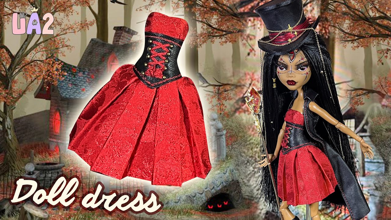 DIY: How to make BOX PLEAT DRESS for doll with free pattern