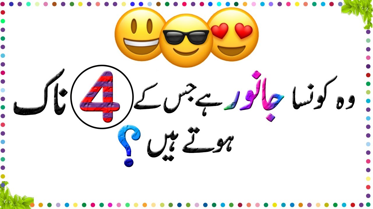 Paheliyan In Urdu - General Knowledge Questions And Answer -  Facts About Animal Nose - Sky Ways