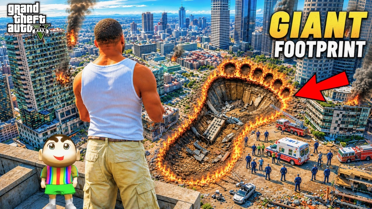 Franklin And Shinchan Found A Giant Footprint In GTA 5!