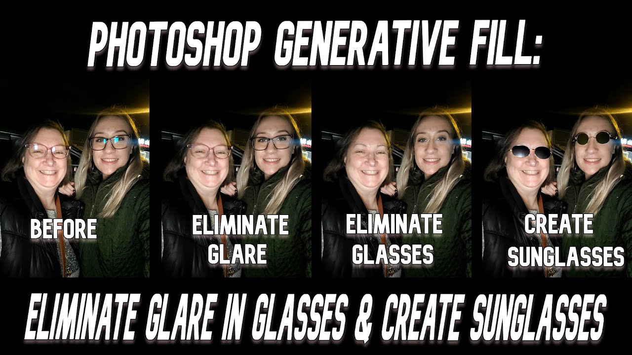 Photoshop Magic Generative Fill: устранение бликов на очках и создание солнцезащитных очков
