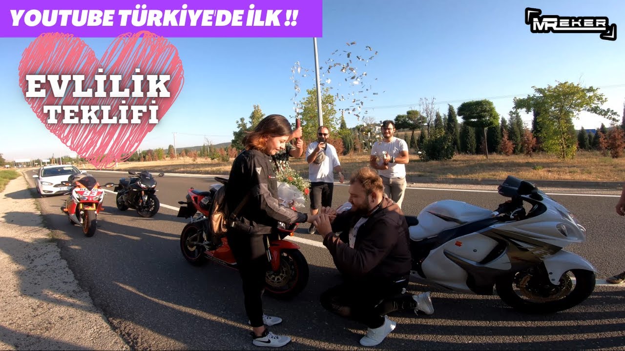 YouTube TÜRKİYE'de İLK !! ( MOTORLA EVLİLİK TEKLİFİ ) | CBR1000RR YAN YATTI | MR.EKER MOTOVLOG
