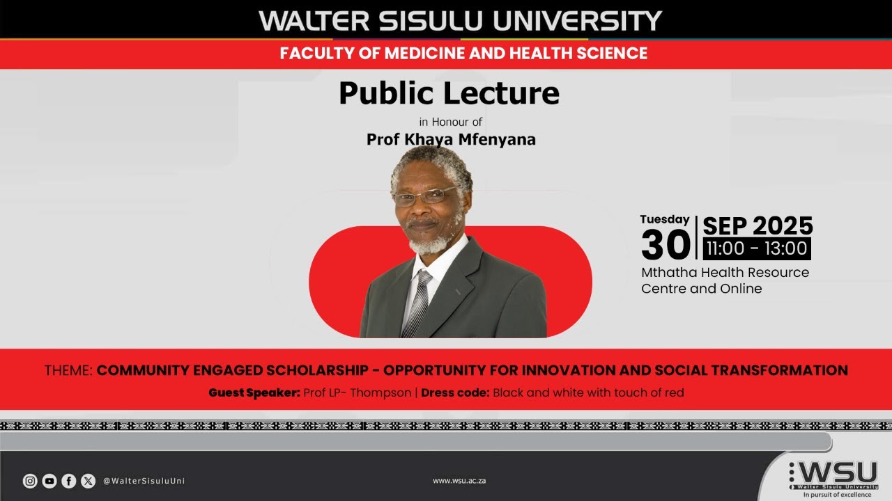Public Lecture in honour of Prof Khaya Mfenyana