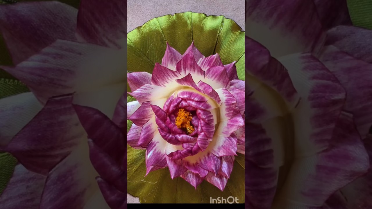 Let's make a lotus leave together   #ribbon #ribbonflowers #ribboncrafts #youtubeshorts# #diy