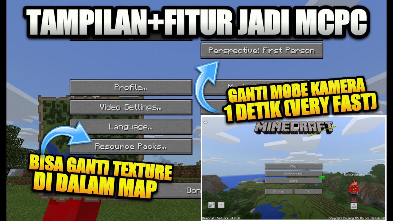 CARA MERUBAH TAMPILAN DAN FITUR MCPE MENJADI MCPC - INFO TERUPDATE #MCPE