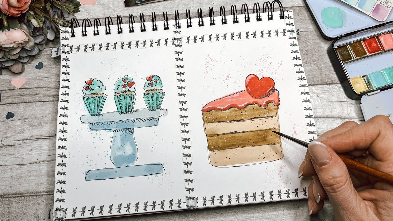Aquarell malen / Einfache Ideen für Karten zum Valentinstag / Loose Watercolorsketch 