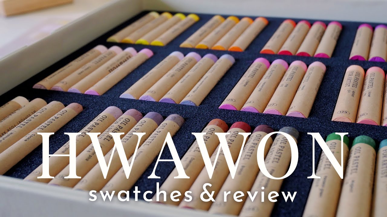 Масляная пастель Hwawon: обзор и образцы 96 пастельных цветов 🌿🖍️ 화원