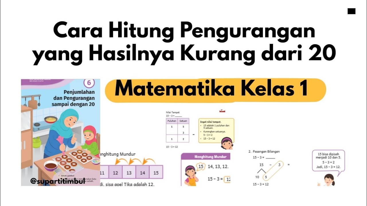 Cara Hitung Pengurangan yang Hasilnya Kurang dari 20 #matematikakelas1
