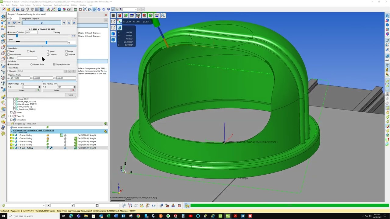 Worknc 5-axis trim on Onsrud