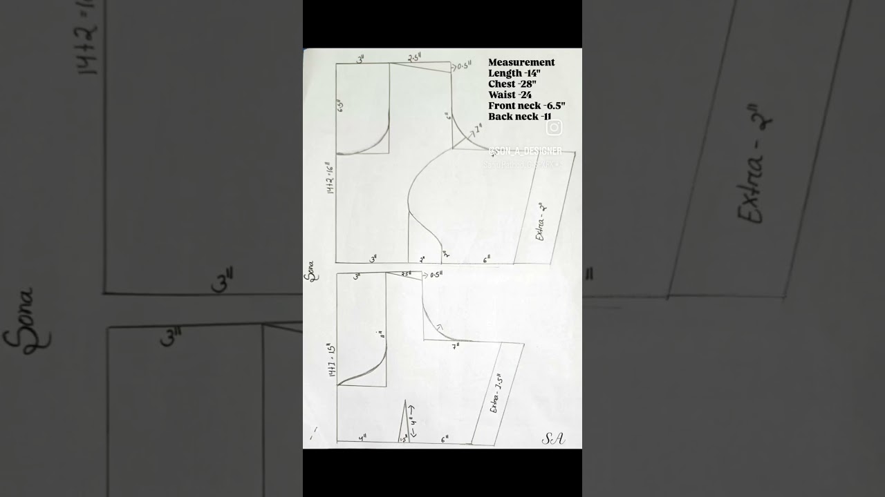 28 size princess cut blouse drafting...
