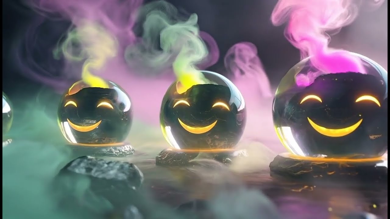 Magical Glowing Eggs in Colorful Smoke ✨: A Fantasy Animation