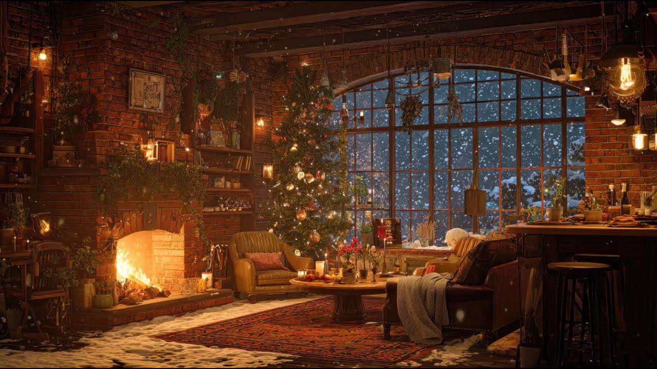 Cozy Coffee Shop Jazz Piano Smooth Jazz Cafe Music for Work Study Sleep with Fireplace Ambience