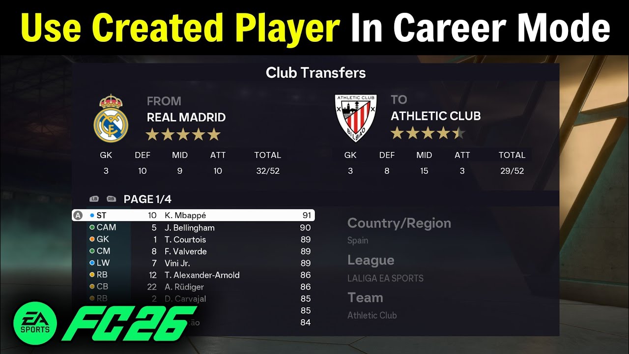How to Use Created Player in Career Mode in EA FC 26
