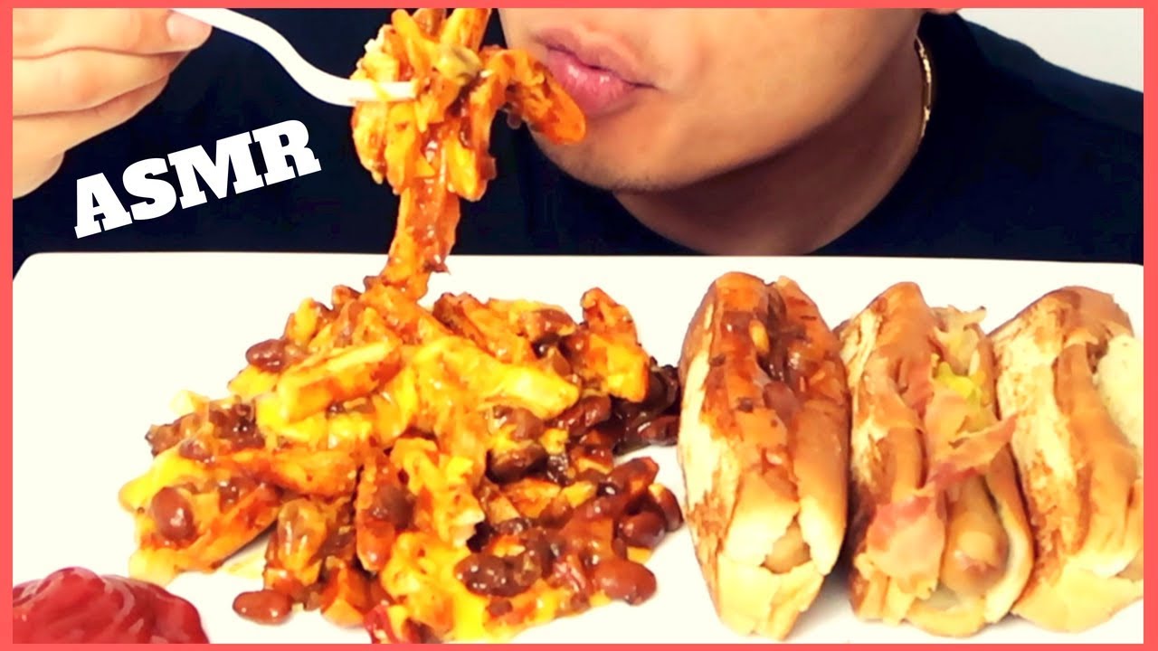 ASMR 🌭🧀🍟 Loaded Chili Fries & Hot Dogs *Big Bites* Mukbang SOFT INTENSE EATING SOUNDS 먹방