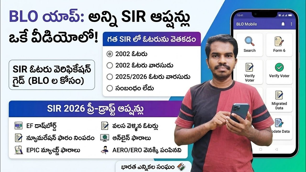 BLO App SIR 2026 Options Explained in Telugu | BLO యాప్ SIR ఆప్షన్ల పూర్తి గైడ్