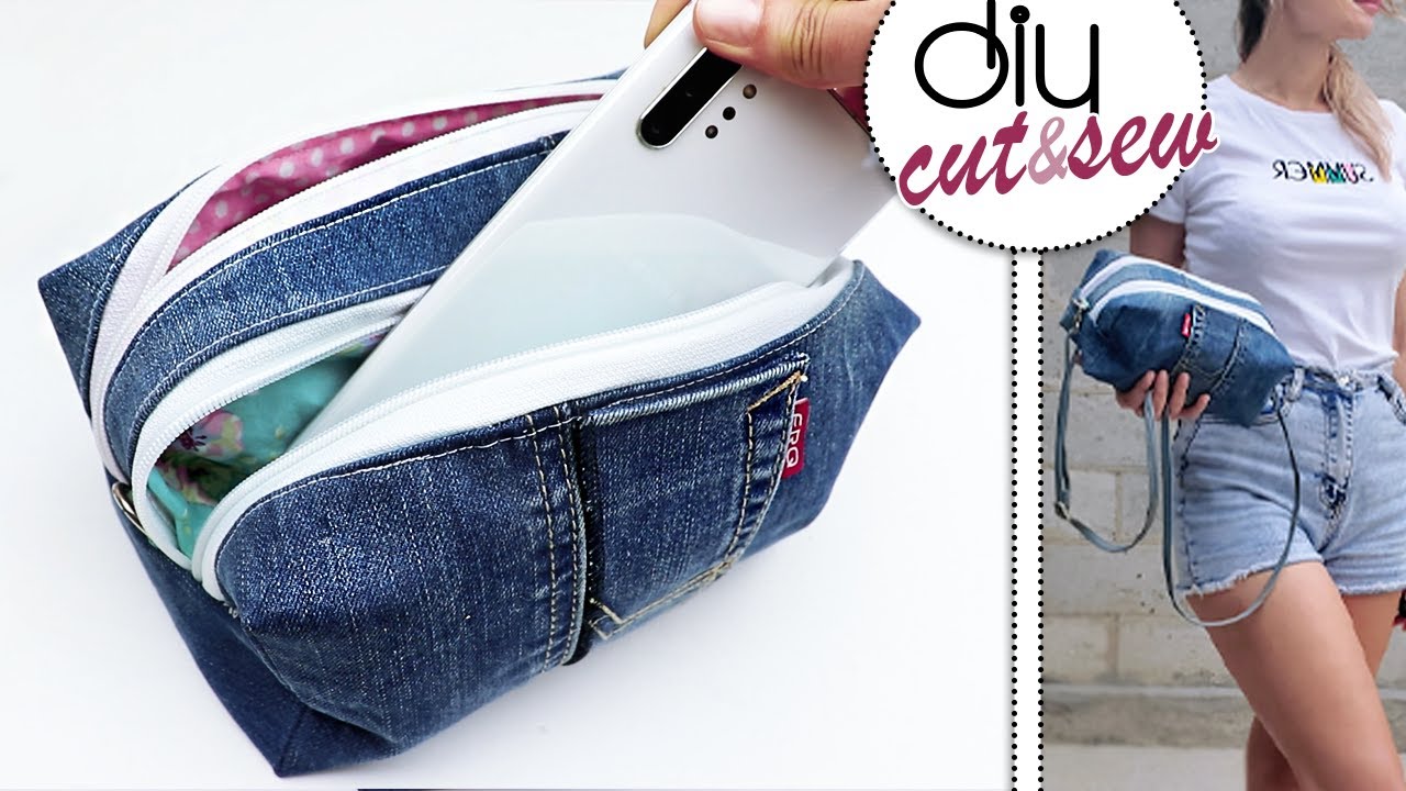 THE BEST DIY DOUBLE ZIPPER JEANS BAG ❤️ Old Jeans Recycle Tutorial