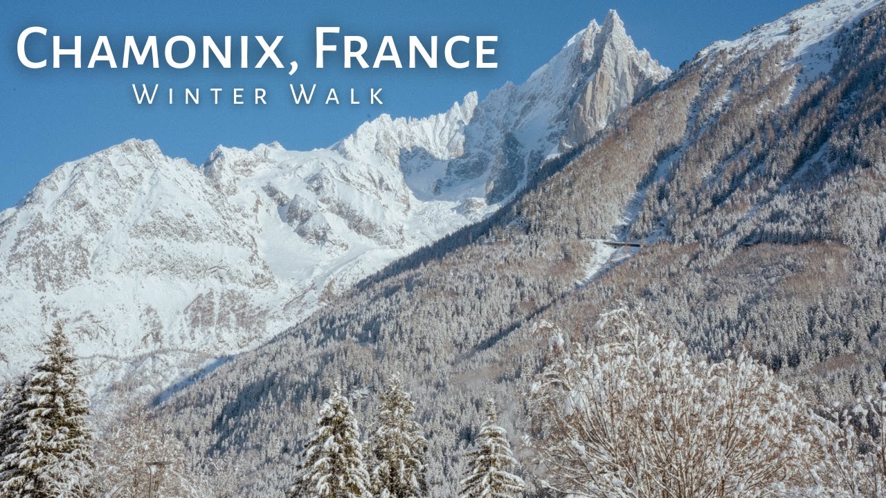 A Snowy Walk in France 🇫🇷  Chamonix Mont Blanc - French Alps - Relaxing Music 4K