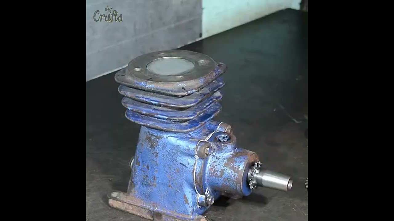 Turning Old Compressor Into 4 Stroke Engine #restoration #compressor #4stroke #engine  #trendingshor