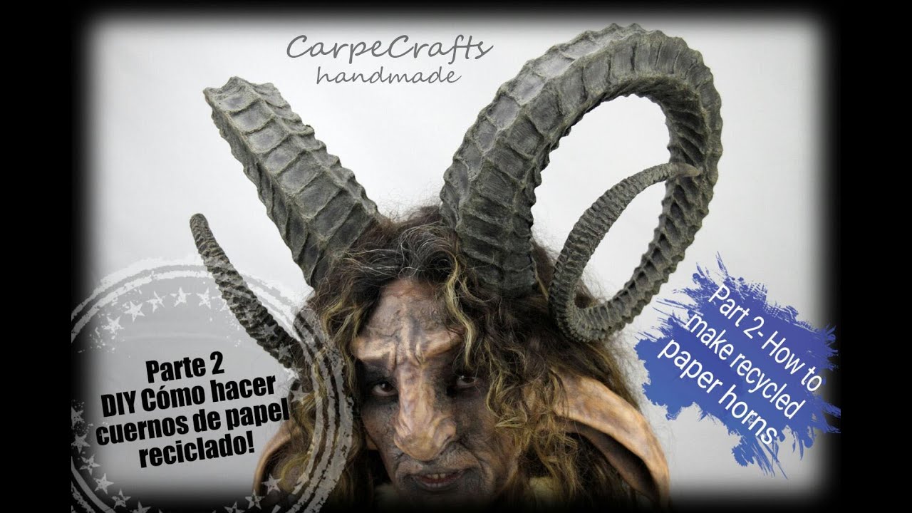 PARTE 2- DIY CÓMO HACER CUERNOS DE PAPEL RECICLADO- PART 2- HOW TO MAKE  HORNS FROM RECYCLED PAPER