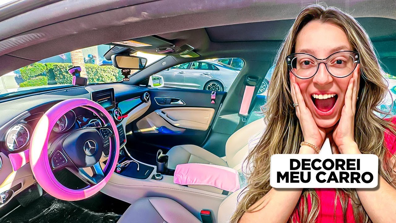 😳 DECOREI MEU CARRO TODO DE ROSA!