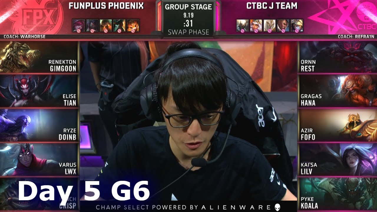 FPX vs JT | Day 5 S9 LoL Worlds 2019 Group Stage | FunPlus Phoenix vs J Team