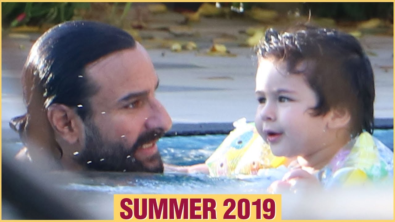 Taimur Ali Khan Enjoys In The Pool With Dad Saif Ali Khan | Summer 2019