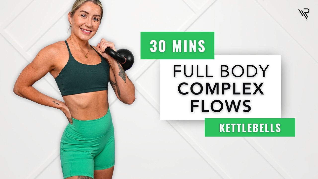 30 Min Full Body Kettlebell Complex Flows (Single & Double Kettlebells)