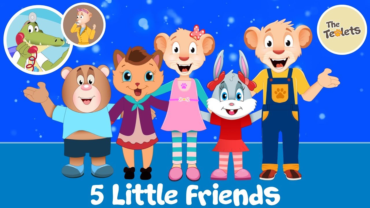 5 Little Friends Jumping On The Bed I Naughty Monkeys I Smart Monkeys I The Teolets Kids Songs