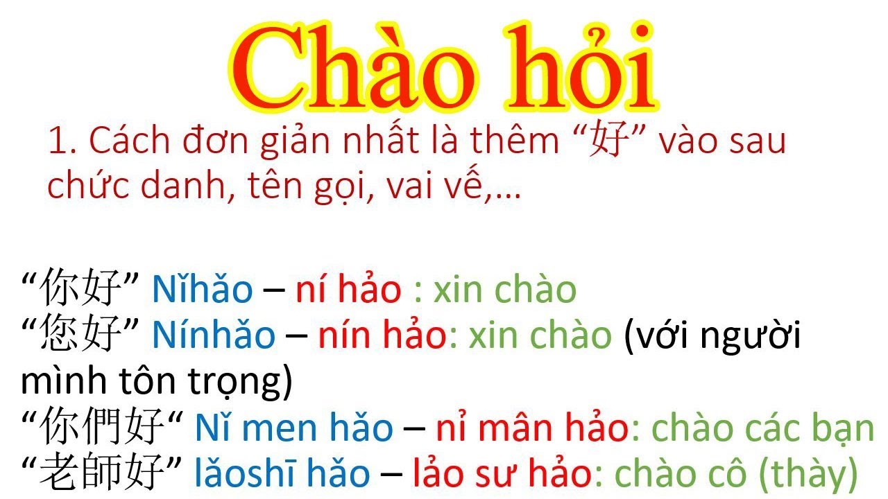 CHÀO HỎI | THƯỜNG DÙNG TRONG GIAO TIẾP TIẾNG TRUNG