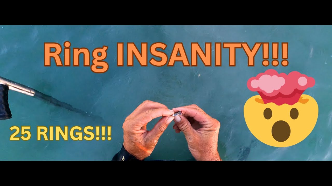 Beach metal detecting | UTTER Ring insanity! (25 rings!)