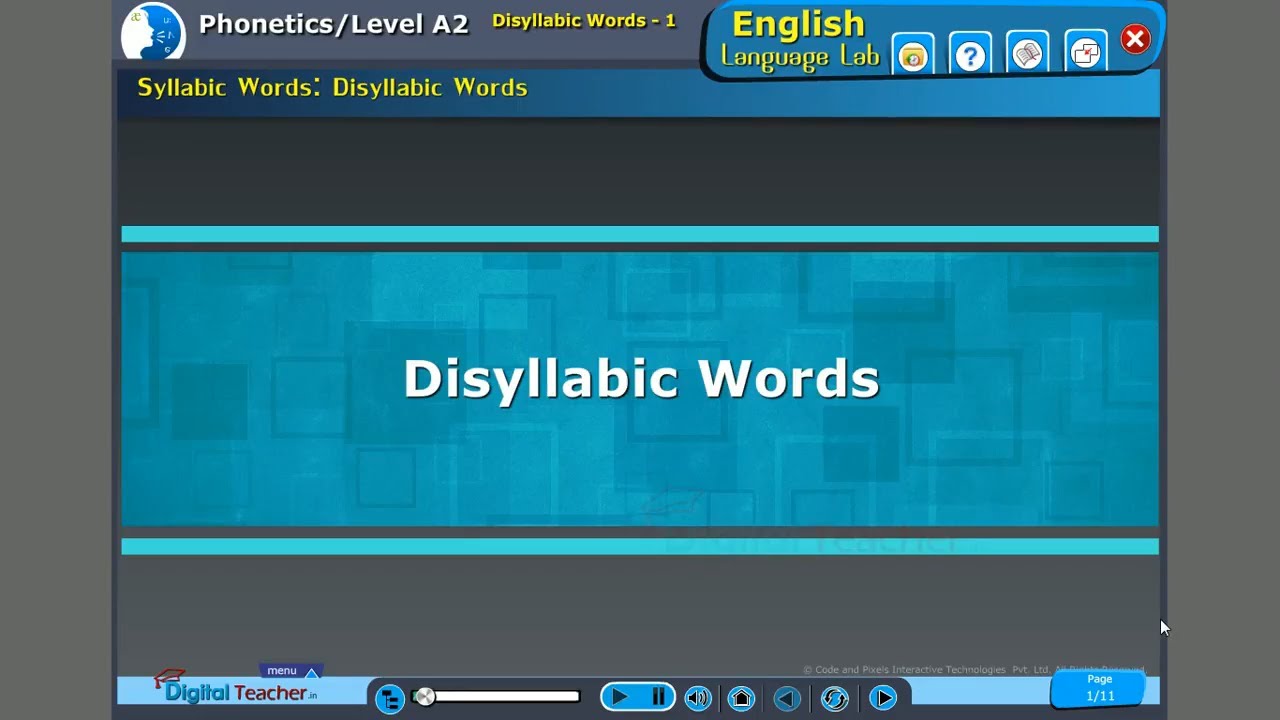 Disyllabic words, Phonetics - English language lab