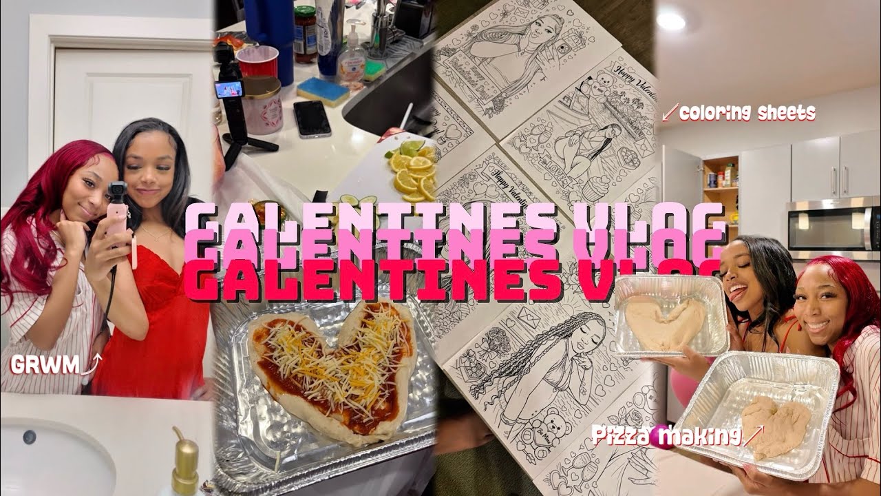 GRWM+galentines: Вечеринка в честь Дня святого Валентина для подруг❣️приготовление пиццы, раскраш...