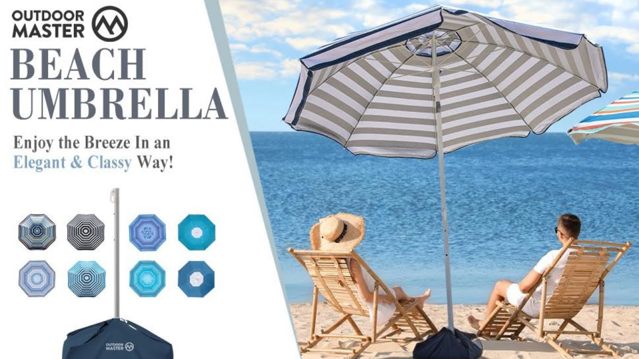 OutdoorMaster Windproof Tilt Beach Umbrella | $100k Bonuses in Description