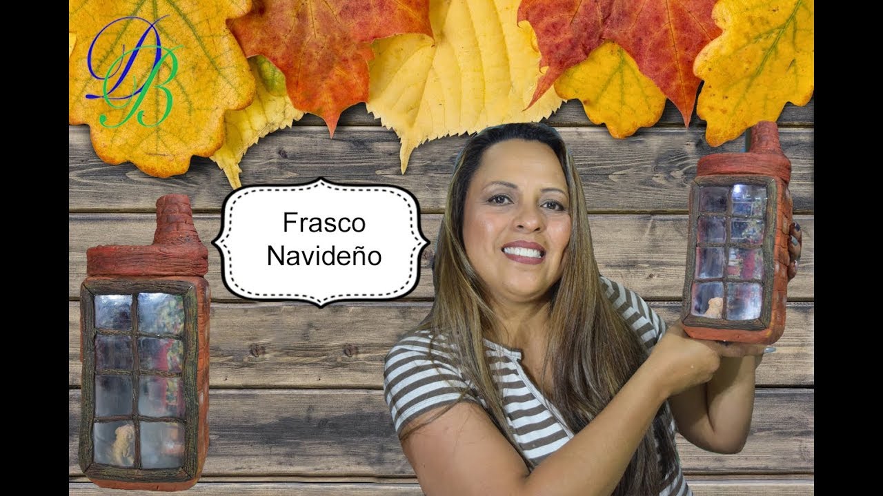 NAVIDAD FRASCO DE VIDRIO, con Decoupage Invertido