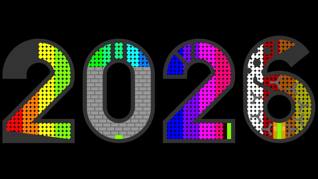 Happy New Year 2026 - Marble Race In Algodoo