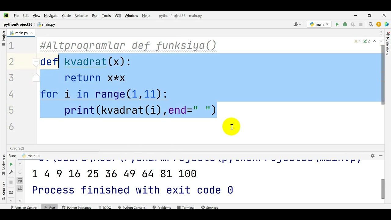 Python dilində Altproqramlar-funksiyalar def