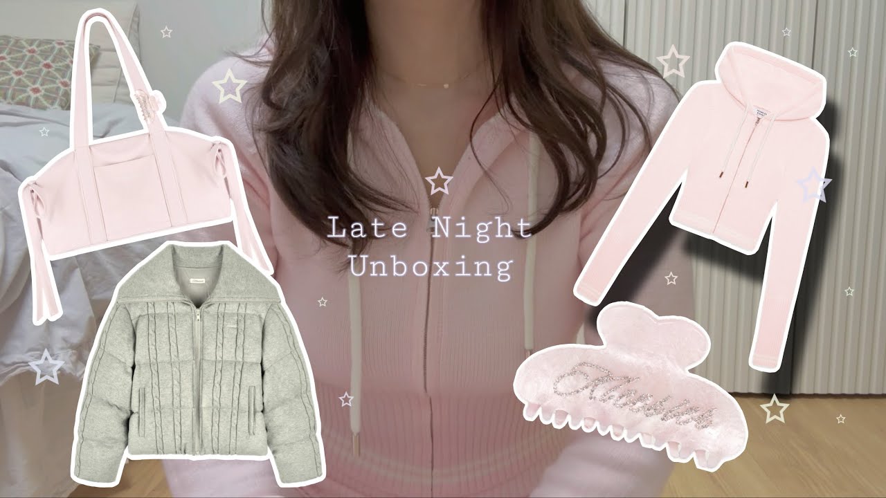 𝜗𝜚📦 Late Night Unboxing 언박싱🧸| Frankies Bikinis 🎀 Sanrio ☁️ Kleesier 🤍Avene #unboxing #asmr #haul