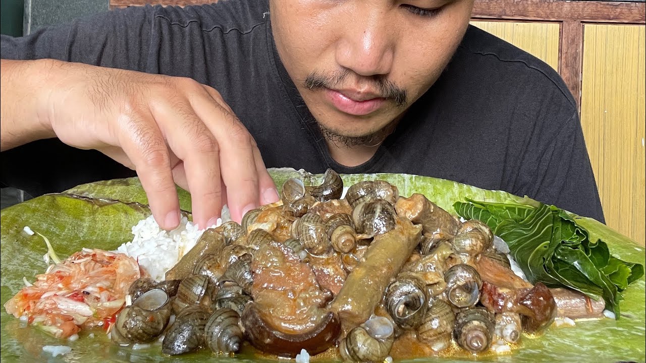 river snail With smoked pork & yam curry mukbang | naga mukbang | naga food | bite of naga