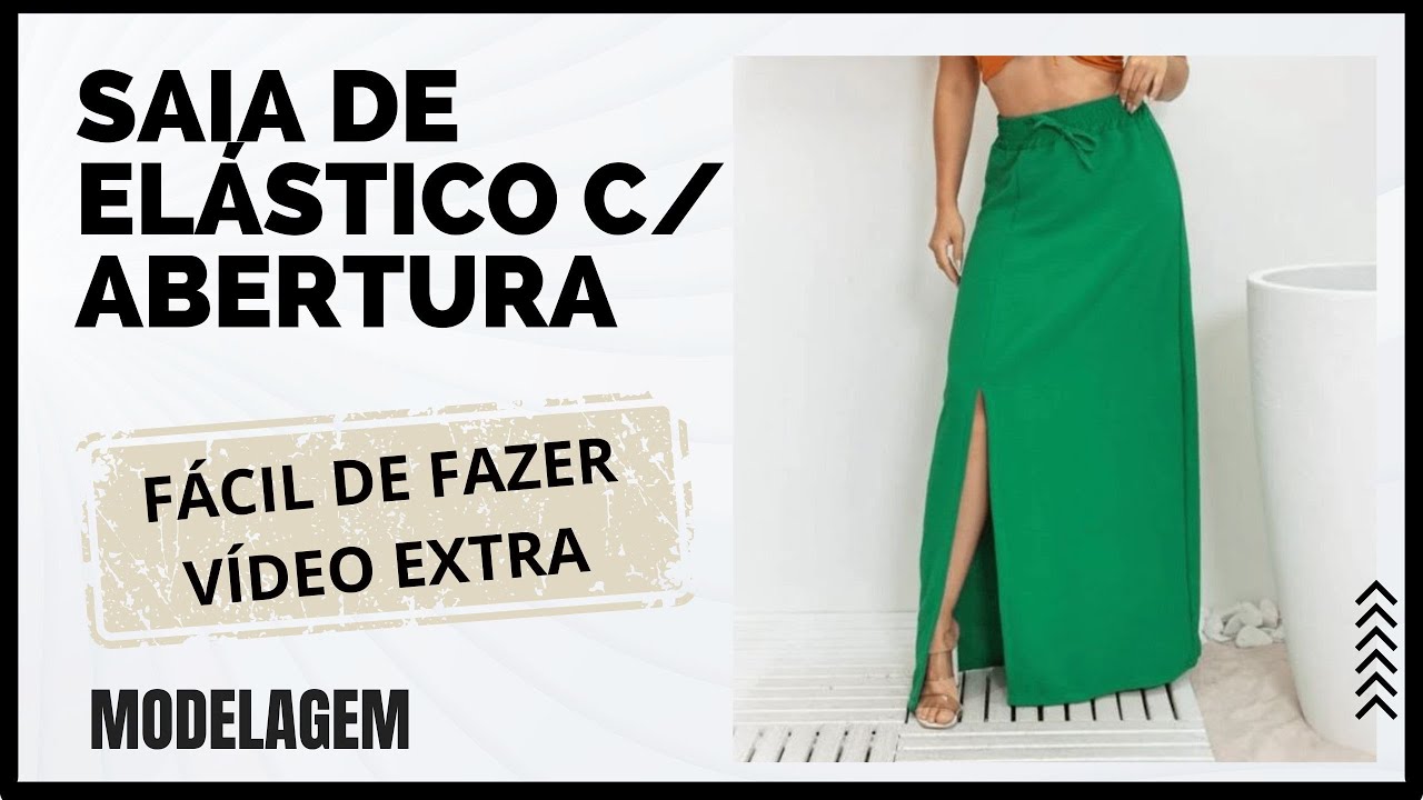 Saia de elástico com abertura - fácil de fazer - modelagem
