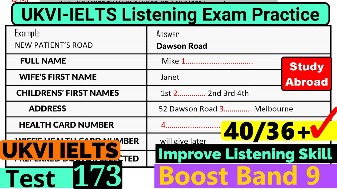 UKVI IELTS Listening Practice Test 2025 with Answers || TEST - 173