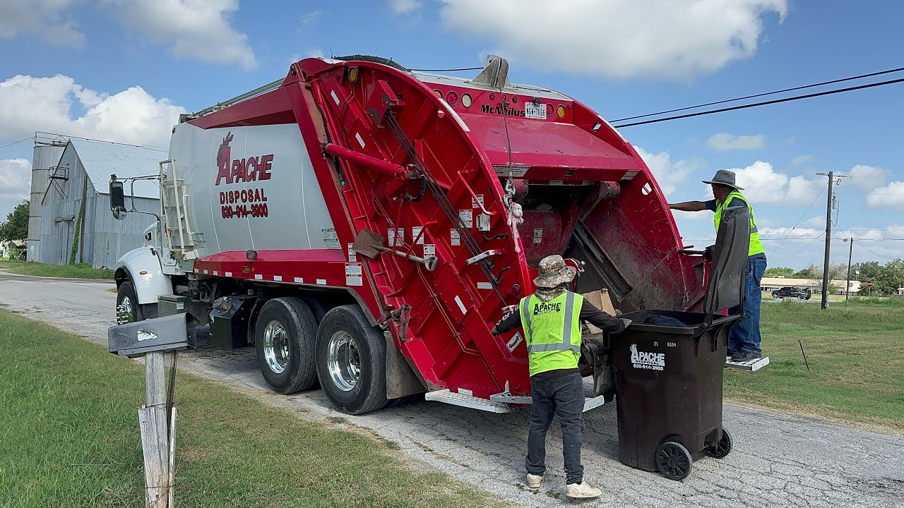 Apache Disposal: Peterbilt 348 McNeilus Rear Loader Garbage Truck