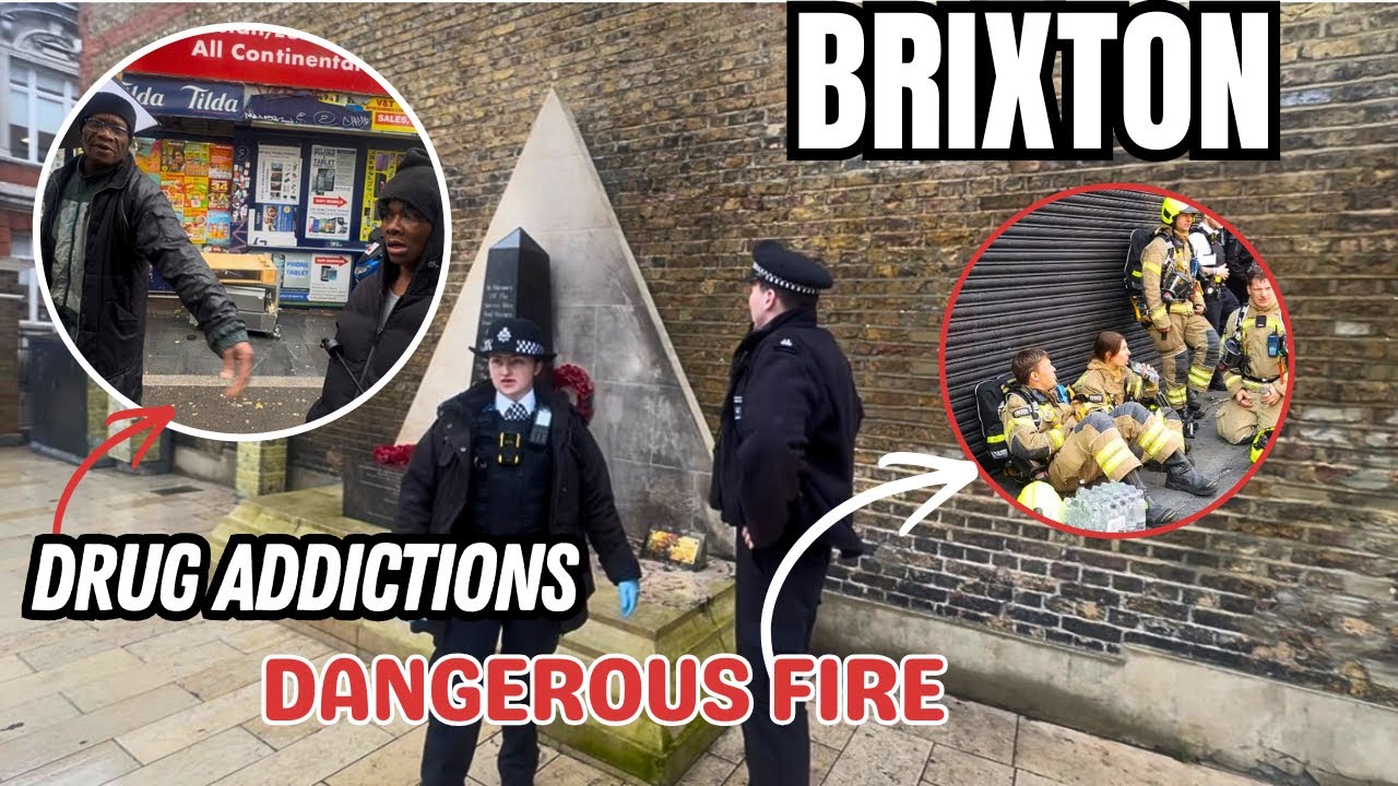 ОПАСНЫЙ ПОЖАР!! Люди пытаются поджечь мемориальную статую в Брикстоне.