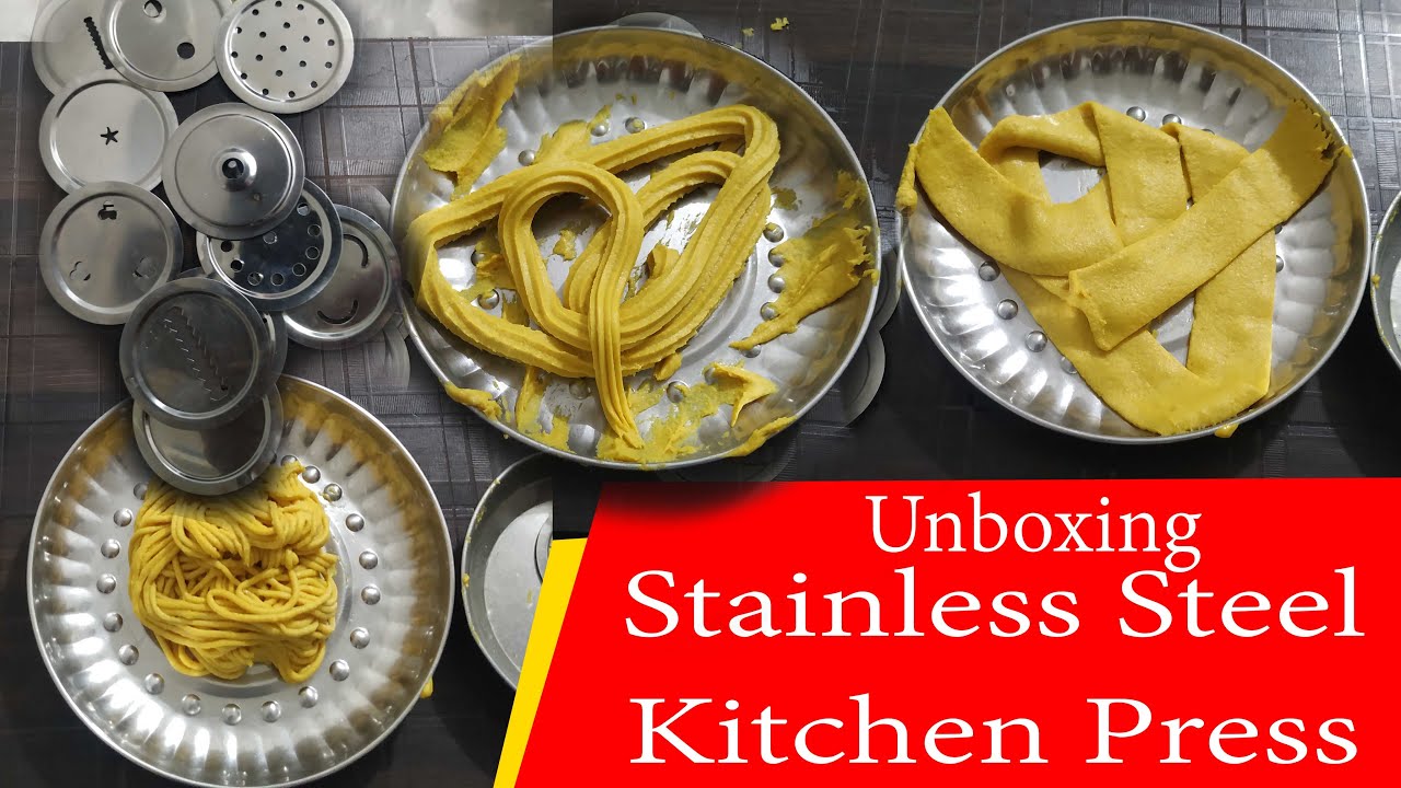 How to use Snack and Namkeen Press Maker | Sev Maker Stainless Steel Kitchen Press Unboxing in Hindi