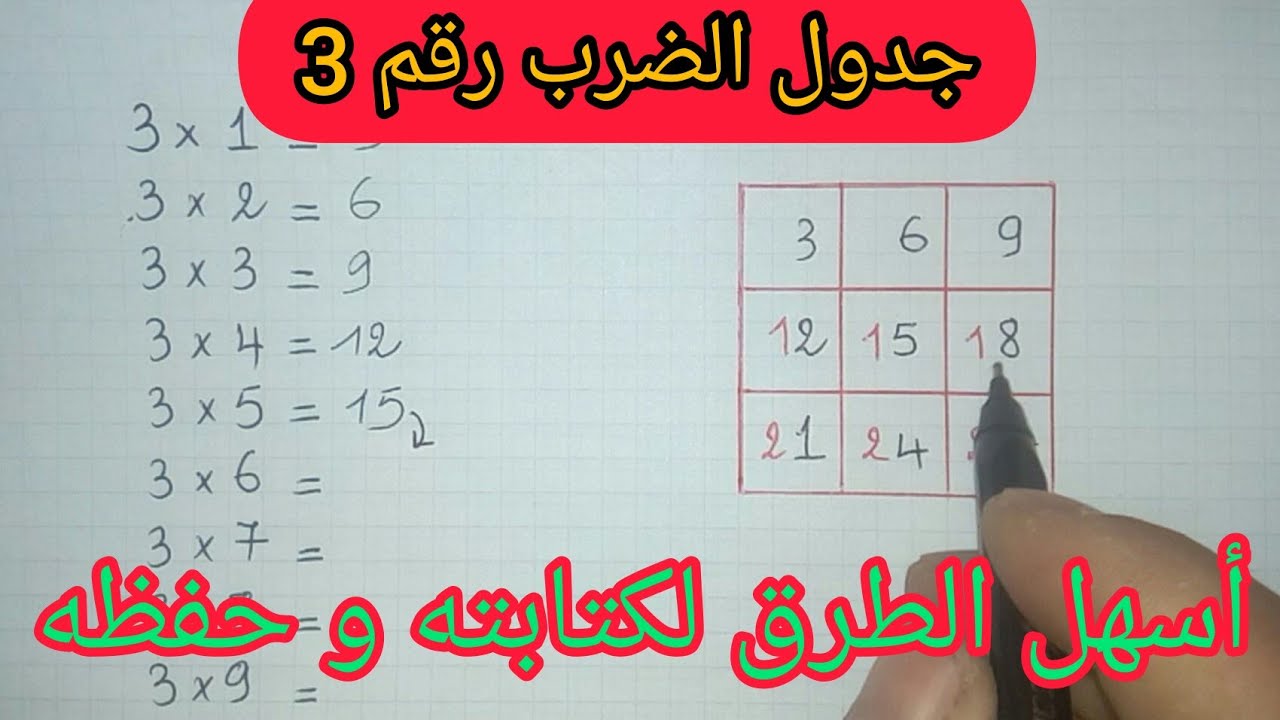 أسهل طريقة لحفظ جدول الضرب رقم 3