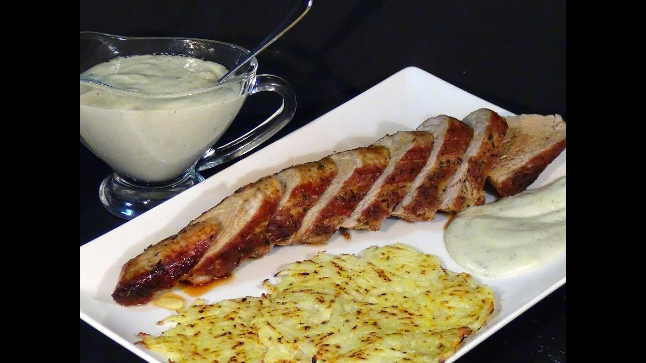 Receta Solomillo de cerdo con salsa Roquefort y Rosti de patatas. Recetas de cocina. Loli Domínguez