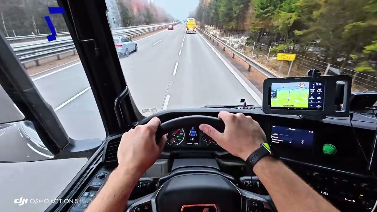 ASMR video. Driving a truck on the CzechAutobahn